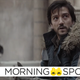 Diego Luna's Rebel Spy, Cassian Andor, wears a parka and adjusts his glove in a scene from Rogue One: A Star Wars Story.